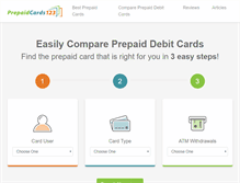 Tablet Screenshot of prepaidcards123.com